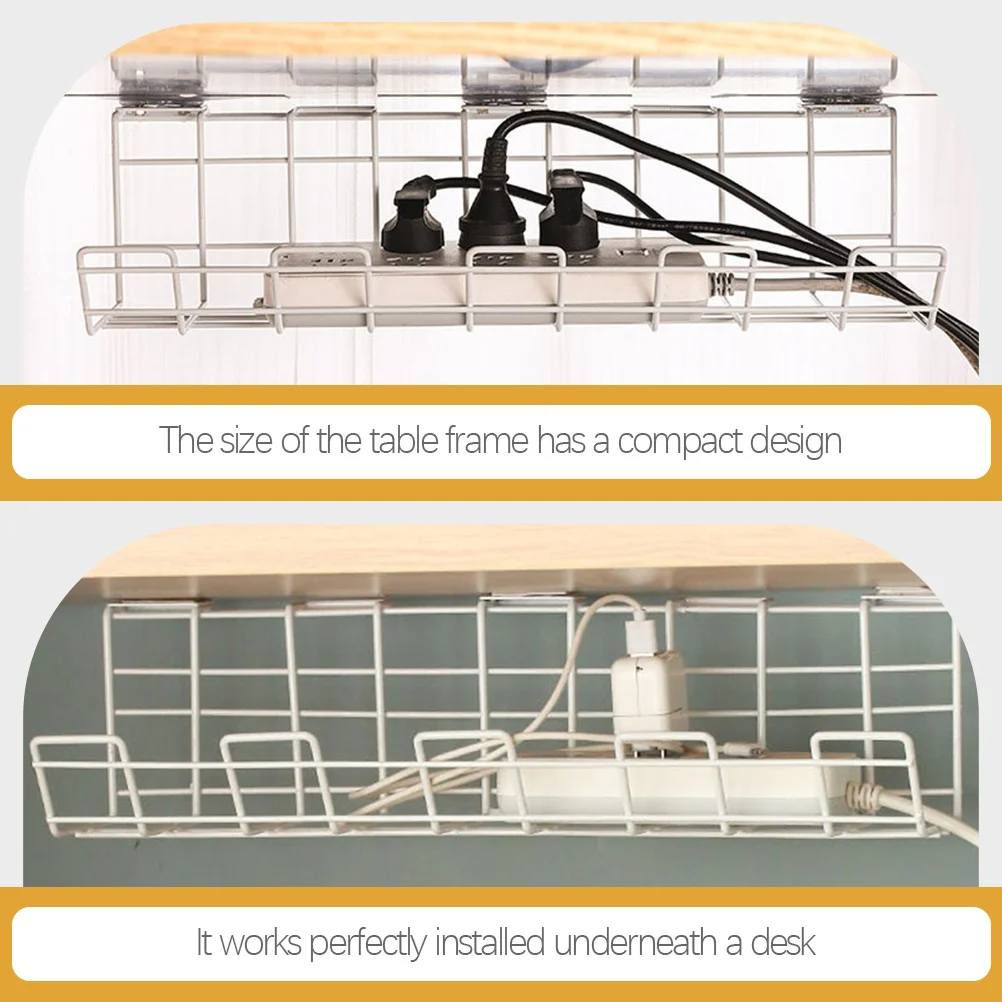 

2Pcs Wire Cable Organizer Under Desk Cable Management Tray for Office Home Desktop Cord Holder Iron Mounting Bracket