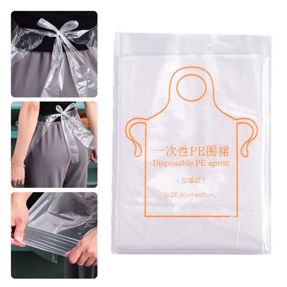 New Disposable Kitchen Aprons Plastic Waterproof Apron Individually Packing Gowns For Men Women Kitchen Tool D2t9