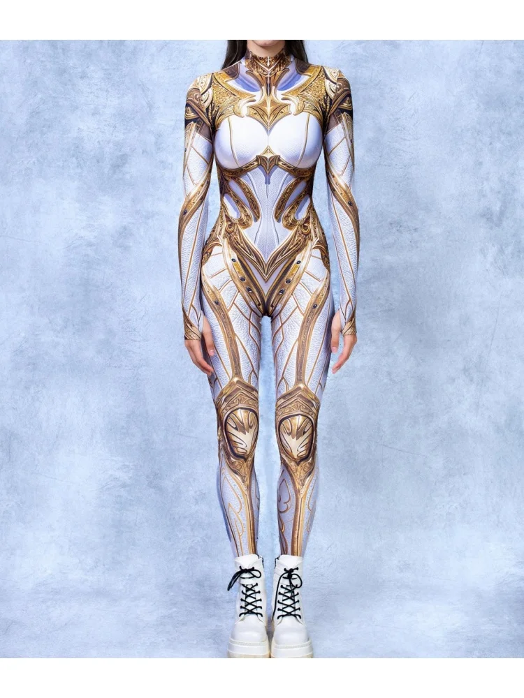 

Colorful 3D Print Jumpsuit Costume Women Sexy Skinny Slim Jumpsuit Carnival Party Cosplay Performance Bodysuit Zentai Suit