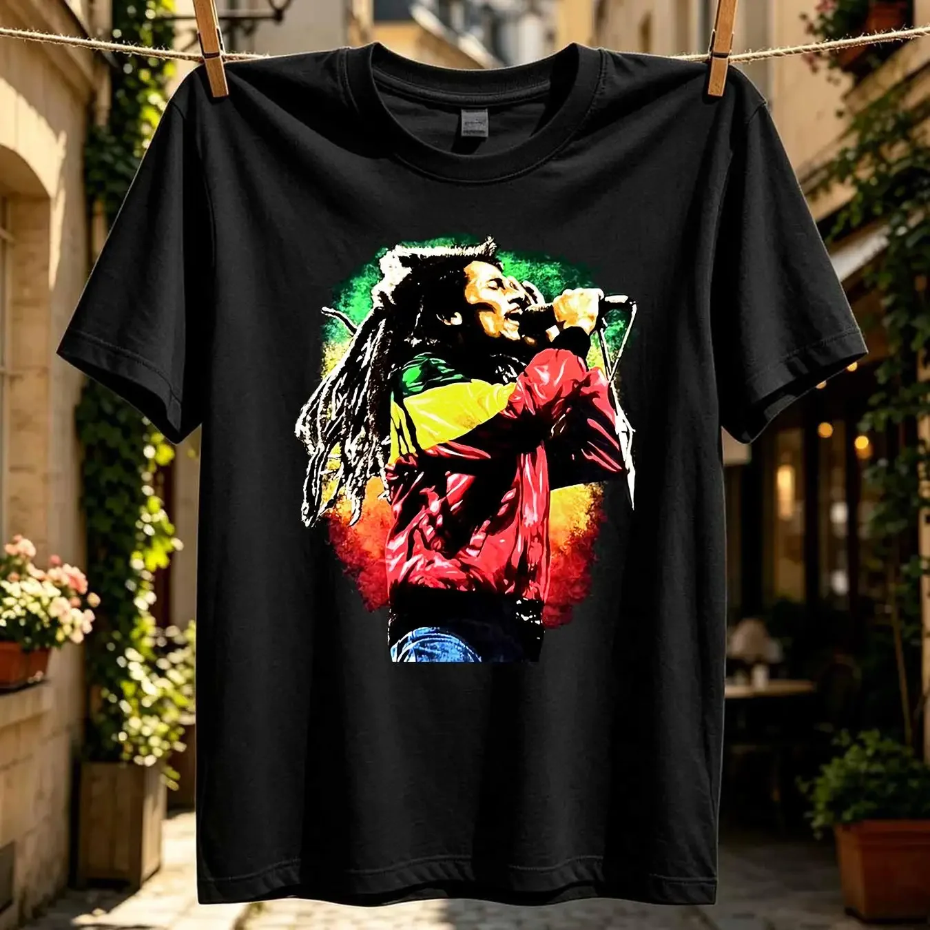washed T Shirt Bob Marley Reggae Classic Rock Men Small Concert long or short sleeves vintage Washed Stylish Breathable Unisex