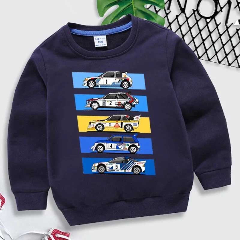 Rally Car Boys Girls Hoodies Drift Sweatshirt Fashion Car Lovers Hoodies  Automobile Culture Roupa Infantil Cartoon Kids Clothes