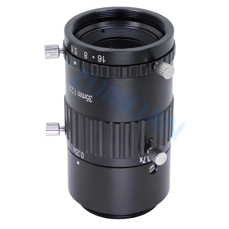 ZUMLIAN Macro Lens 35mm C-Mount 12MP Fixed Focal Length FA Industrial Cameras 1.1 '' Lens F2.8 High Resolution 12Megapixels