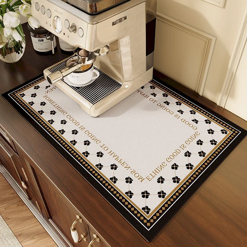 VIKAMA Retro Bohemian Printed Drying Mat Quick Drying Non Slip Carpet Kitchen Countertop Insulation Mat Home Decoration