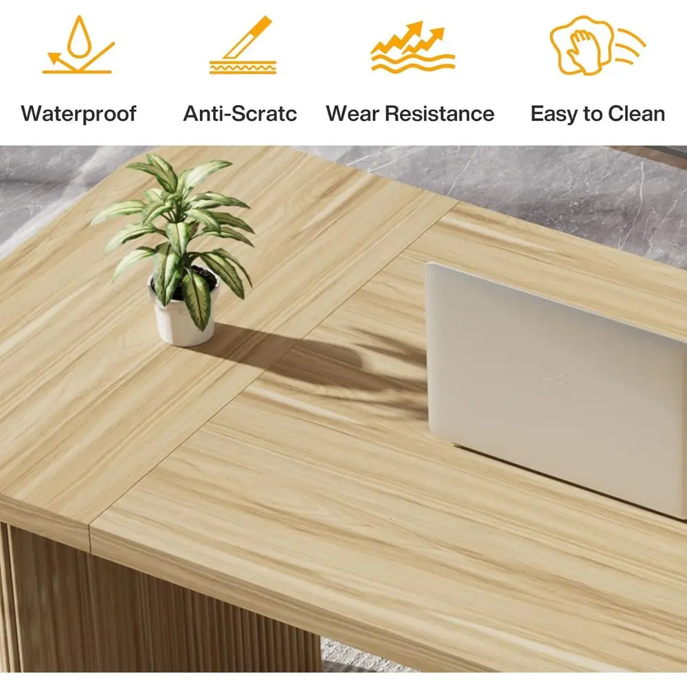 Maple Executive Desk, 62 Large Double Pedestal Writing Table for Home Office, Easy Assembly, Chair Not Included