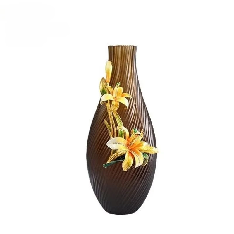

&c Semi-Handmade Painted Enamel Vase Flower Arrangement Decorative Ornament for Entrance TV Cabinet Study Room Bedroom
