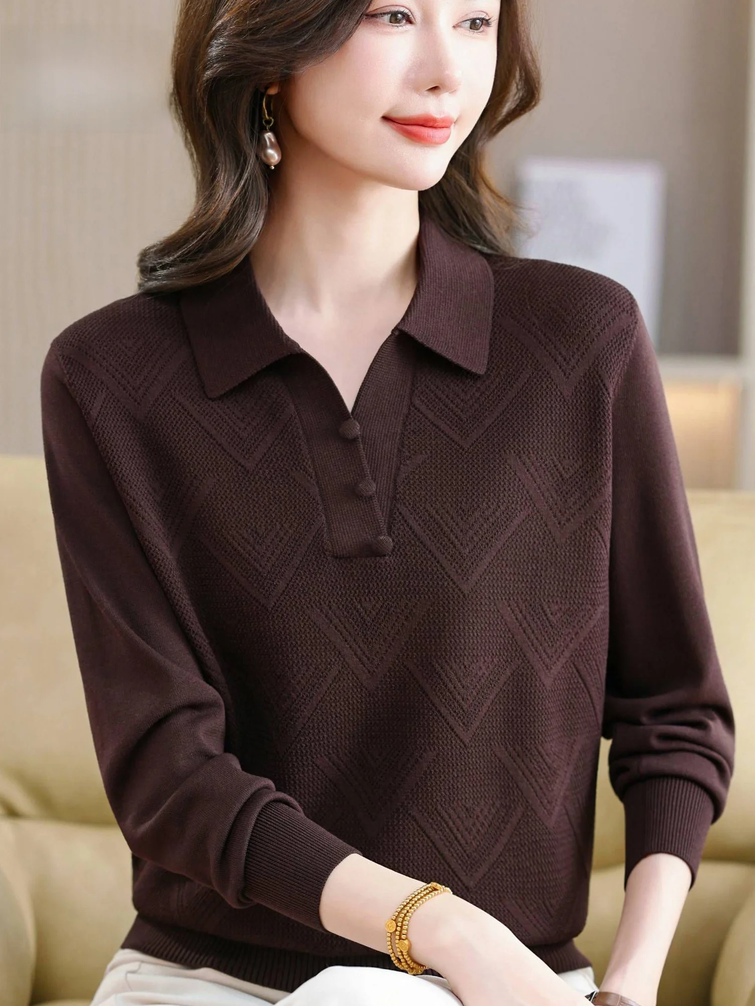 Casual gebreide trui met lange - Women Fashion Over 60 recensie en prijs