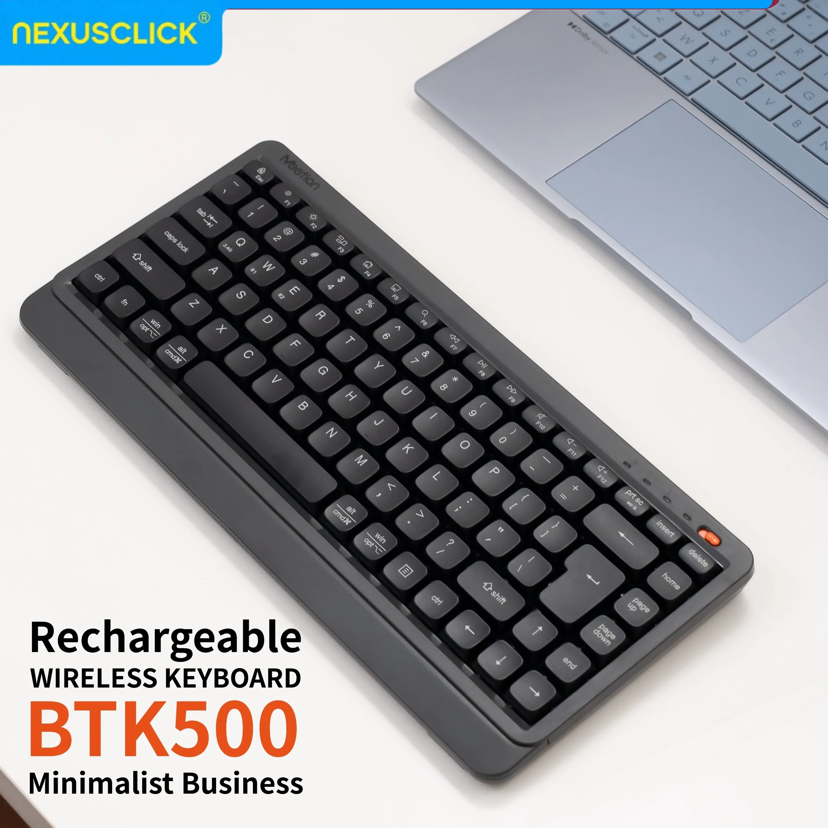 NexusClick 84 Keys Ultra Slim Wireless Keyboard,Dual Mode Rechargeable Low Profile Quiet Keyboard for PC Mac Business Office Use