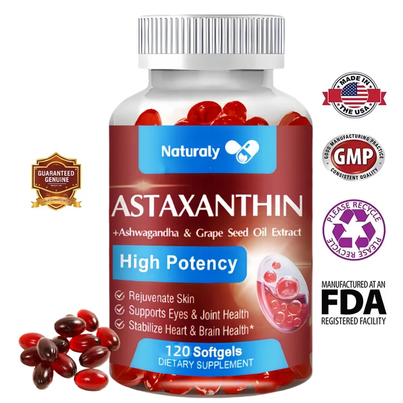 

Astaxanthin Supplement with Grapeseed Oil, Ashwagandha Extract, Organic Coconut Oil, and MCT Oil for Joint Health and Immunity