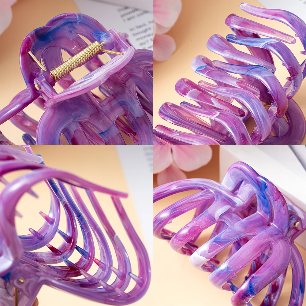 جديد كبير الرخام المشارب اليقطين مخلب شعر دبابيس الشعر السلطعون للنساء مشبك شعر الحلو المشابك عقال إكسسوارات الشعر التصميم #6