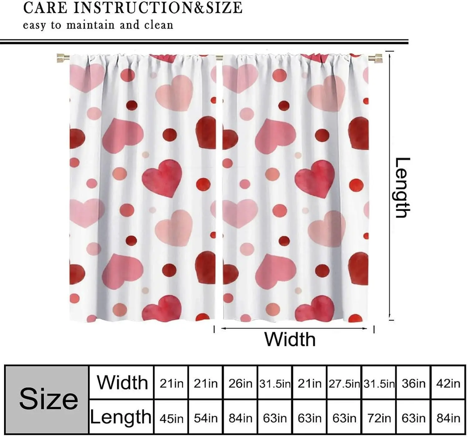 Romantic Heart Pattern Sheer Curtains Drapes for Home Decor Living Room Bedroom Translucent Love Wall Window Treatment Light Fil