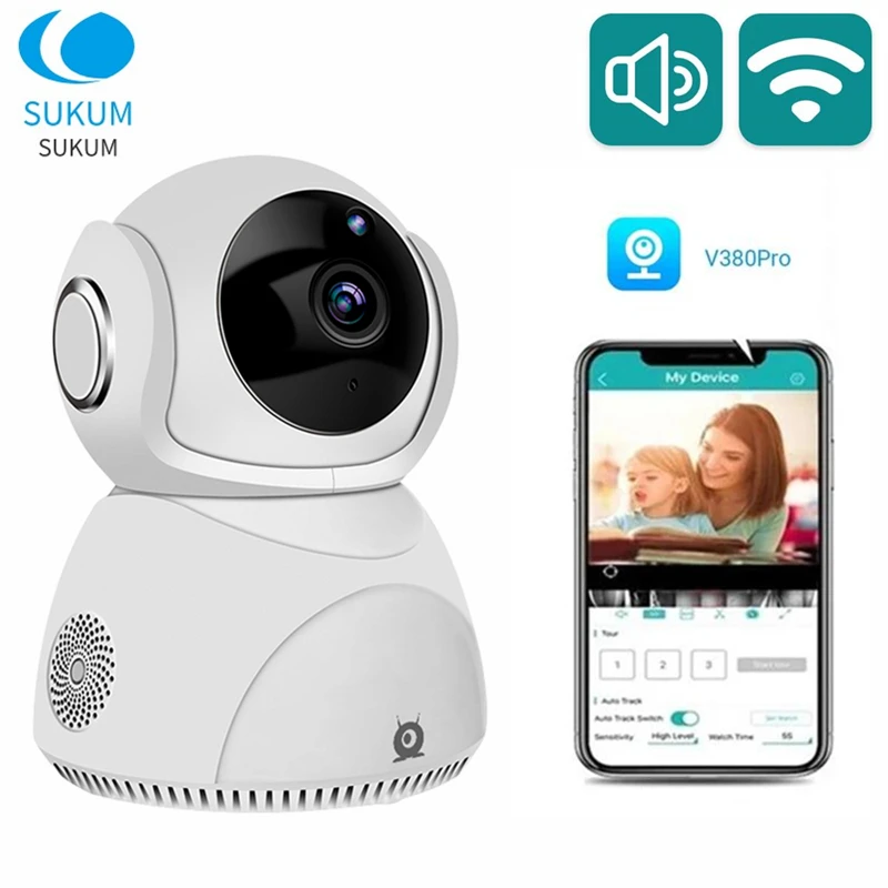 

3MP V380 Pro Smart Home WIFI Camera Auto Tracking Two Ways Audio Speed Dome Wireless Camera With RJ45 Port