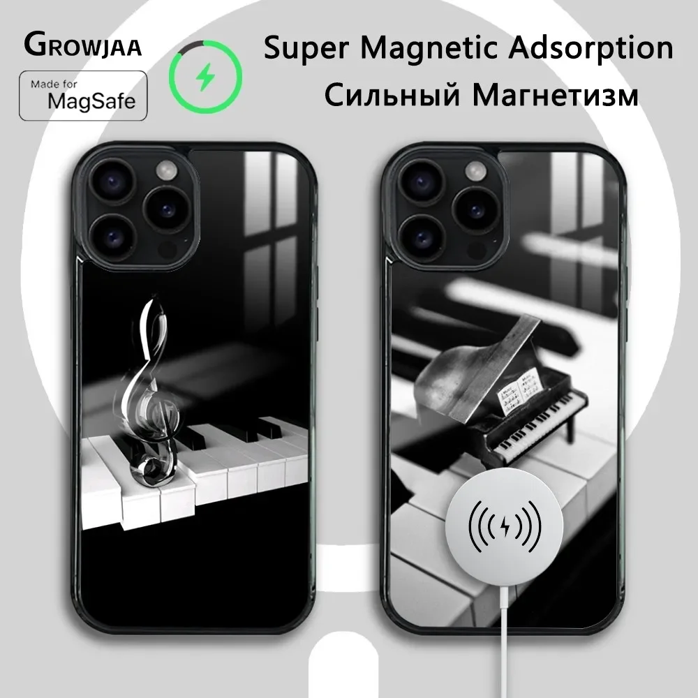 

Piano Keys Notes Phone Case For iPhone 16 15 14 13 12 11 Pro Max Plus Mini Magsafe Mirror Wireless Magnetic Cover