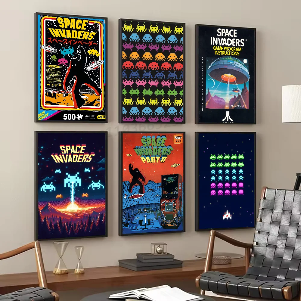 الكلاسيكية لعبة الرماية S-الفضاء الغزاة المشارك ملصق الفن طباعة بار أثاث غرفة المعيشة ديكور #1