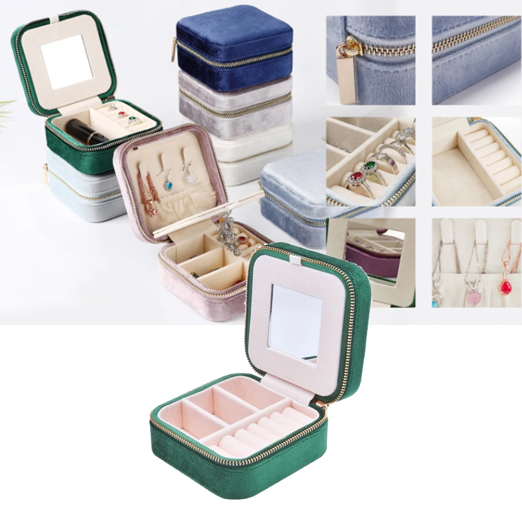 

Jewelry Box Organizer Inner Mirror Earrings Case Storage Containers