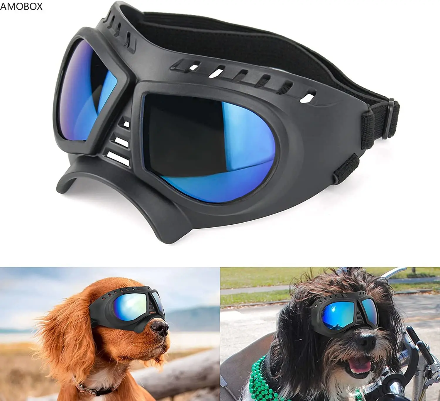 AMOBOX-Soft Dog Goggles, UV Protection Sunglasses, Small Dogs, Windproof, Anti-Fog, Sport Pet Glasses, Waterproof, Snow, New