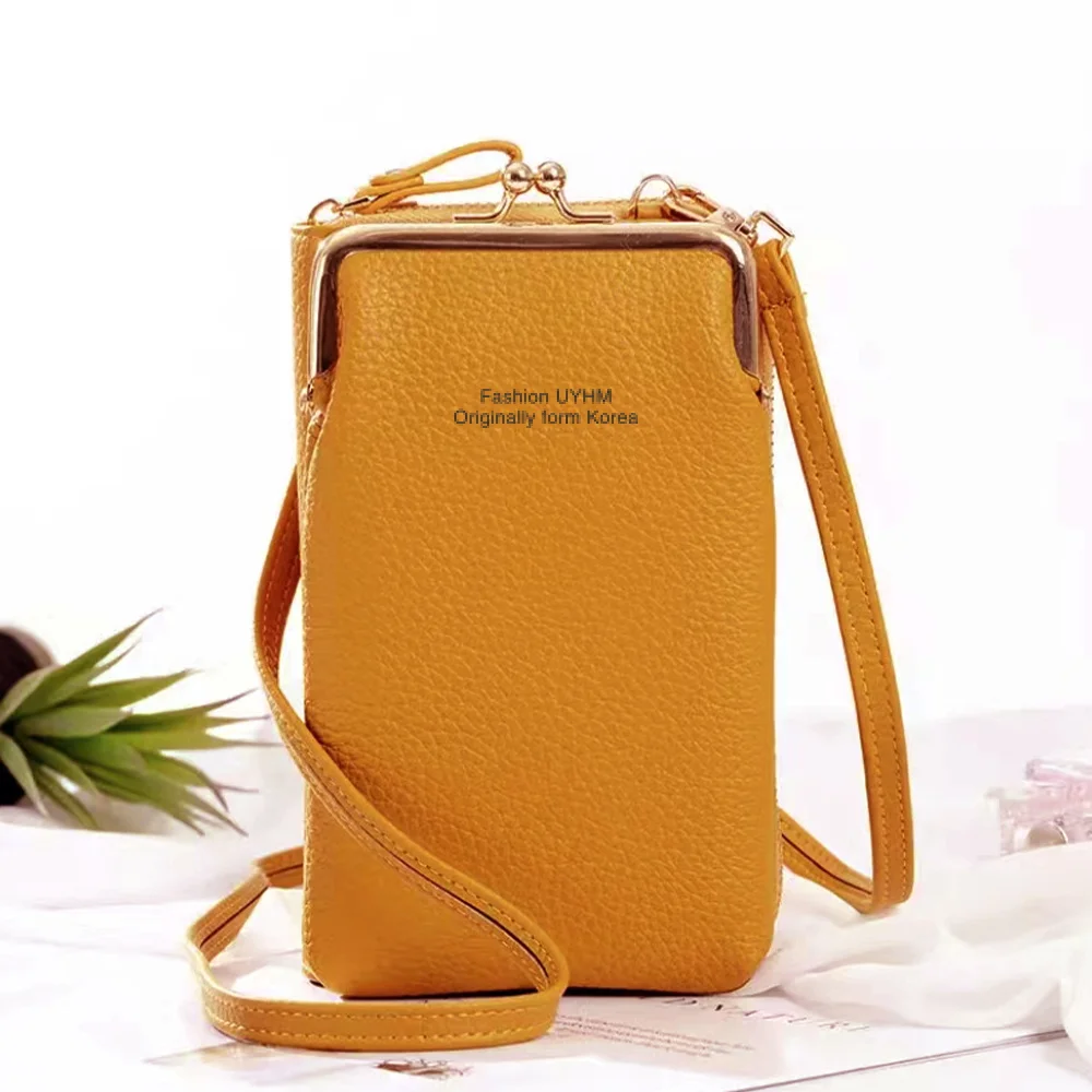 New Mobile Phone Bag Women\'s Messenger Bag Hanging Neck Coin Purse Vertical Handbag All-match Mini Small Leather Crossbody Bag