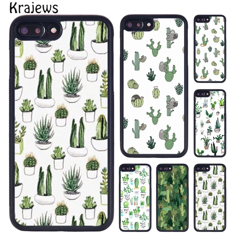 Krajews Watercolour Succulents Cacti Phone Case For iPhone 16 15 14 XR XS 11 12 mini 13 Pro MAX Plus cover coque