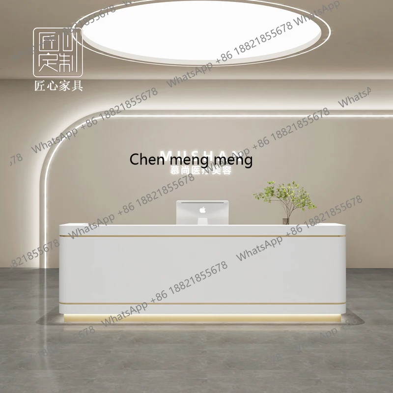 صفحة الخروج لصالونات التجميل البسيطة، مكتب الاستقبال، ملابس تصفيف الشعر، طاولة البار، طلاء الخبز، استقبال الشركة #2