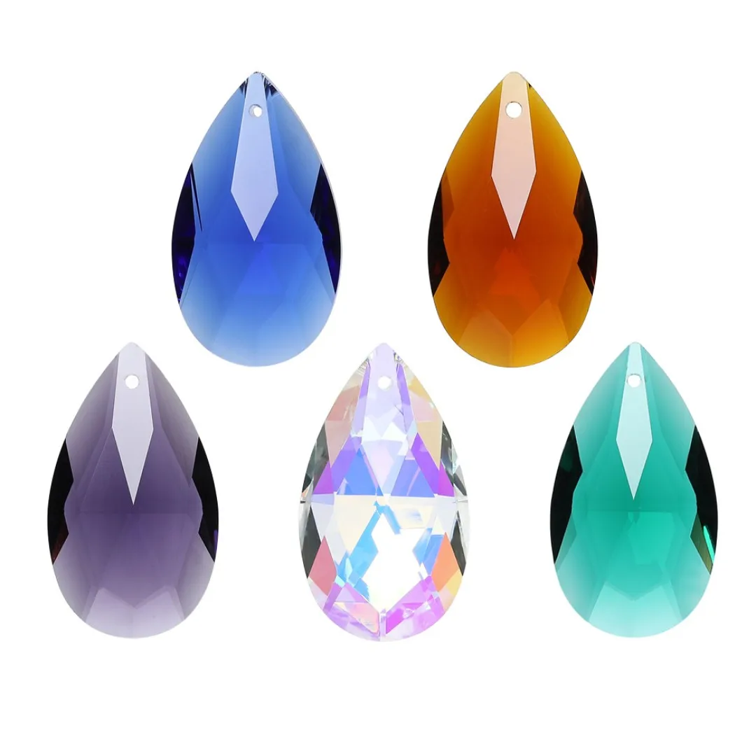 30Pcs Glass Teardrop K9 Crystal Beads 38mm DIY Chandelier Trimming Pendant Parts Lamp Prisms Jewellery Clear Hanging Decoration