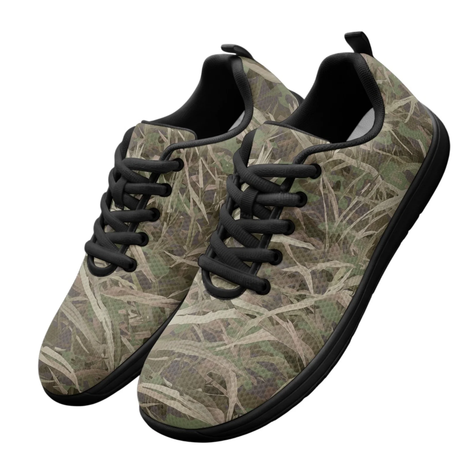PENSTROLL Non Slip Sport Shoes Lace-Up Barefoot Shoes for Business Men Green Grass Camo