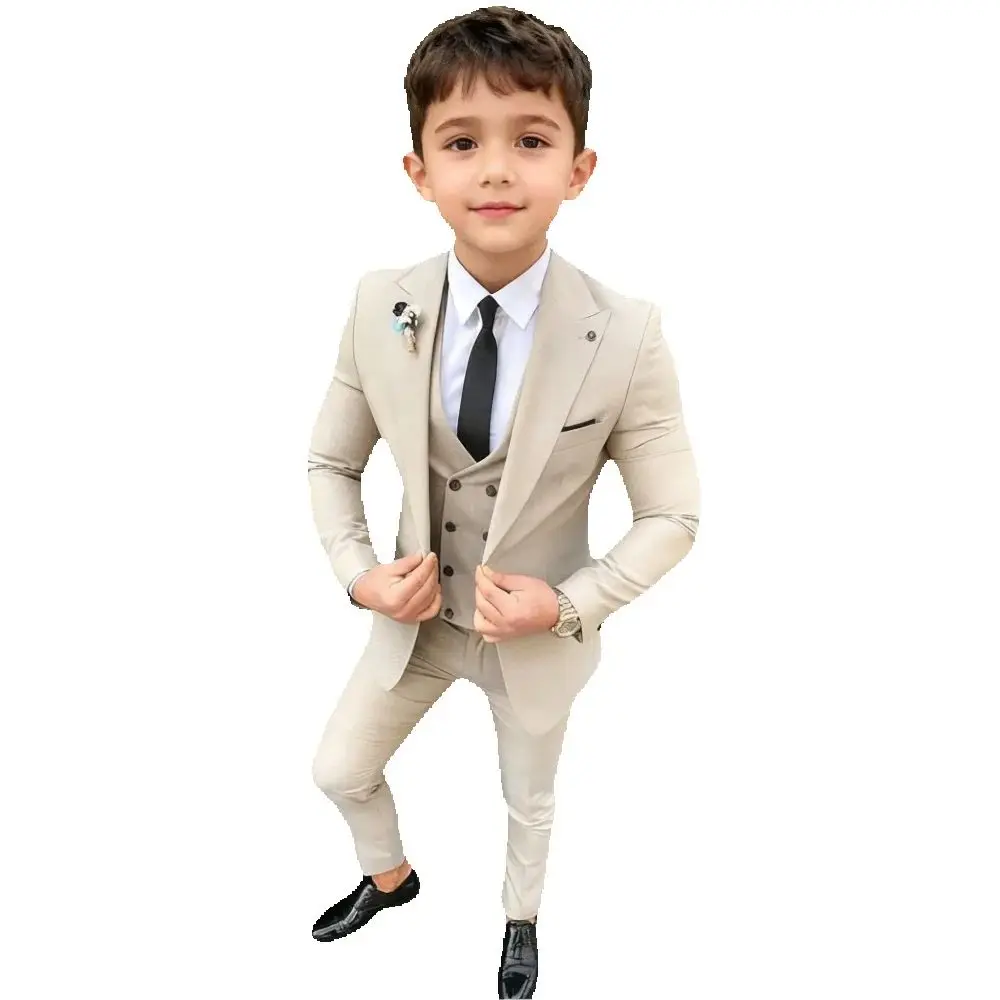 

Boy Outfit Fashion Boys Suit 3 Piece Slim Fit Double Breasted Outfit for Kids Wedding Suits (Toddler to Teen Sizes)