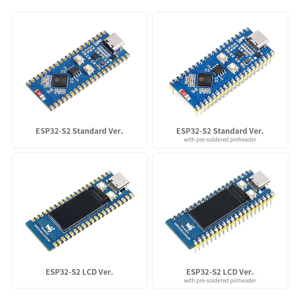 ESP32-S2 MCU WiFi Development Board 240MHz 2.4 GHz LX7 Microcontroller Optional 0.96 Inch LCD Welded Pin Header Version