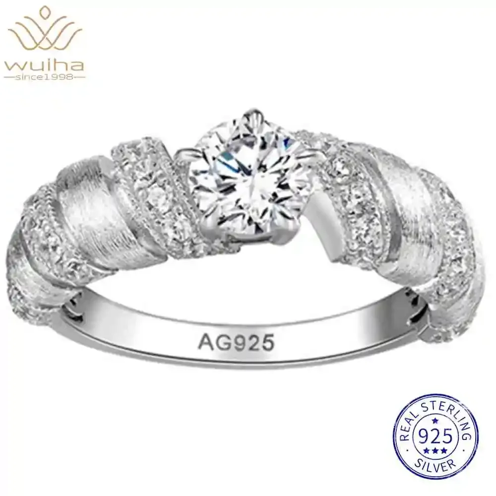 

WUIHA 100% 925 Sterling Silver Lab Sapphire High Carbon Diamonds Gemstone Wedding Band Engagement Rings Fine Jewelry Wholesale