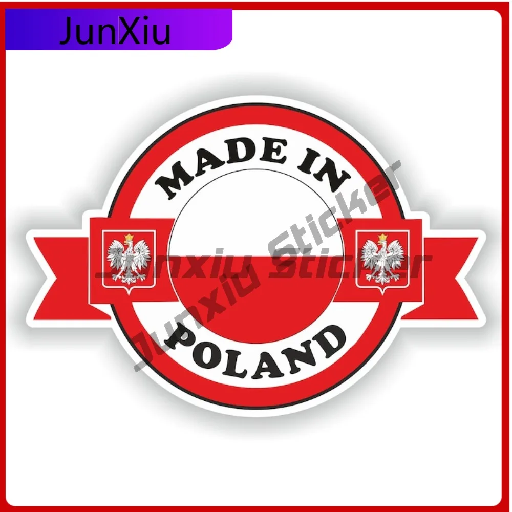 

Made in Poland National Flag with Emblem Sticker Graphic Cover Scratch Camping Bumper Moto Car Decoration Stickers Decals for Ca