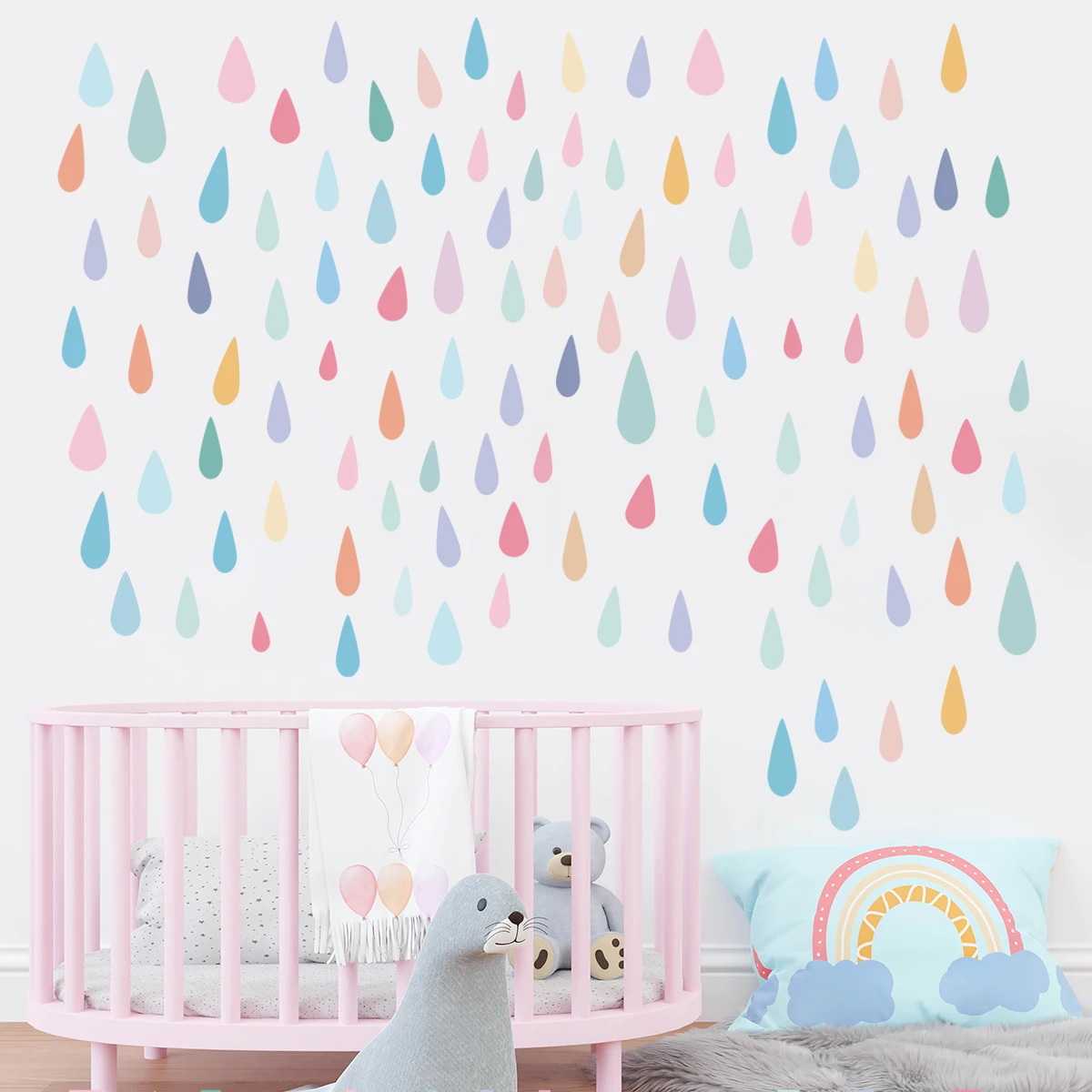 3Pcs Colorful Water Droplet Raindrop Wall Sticker Baby Room Decoration Children Room for Bedroom Living Room Nursery Wall Decals