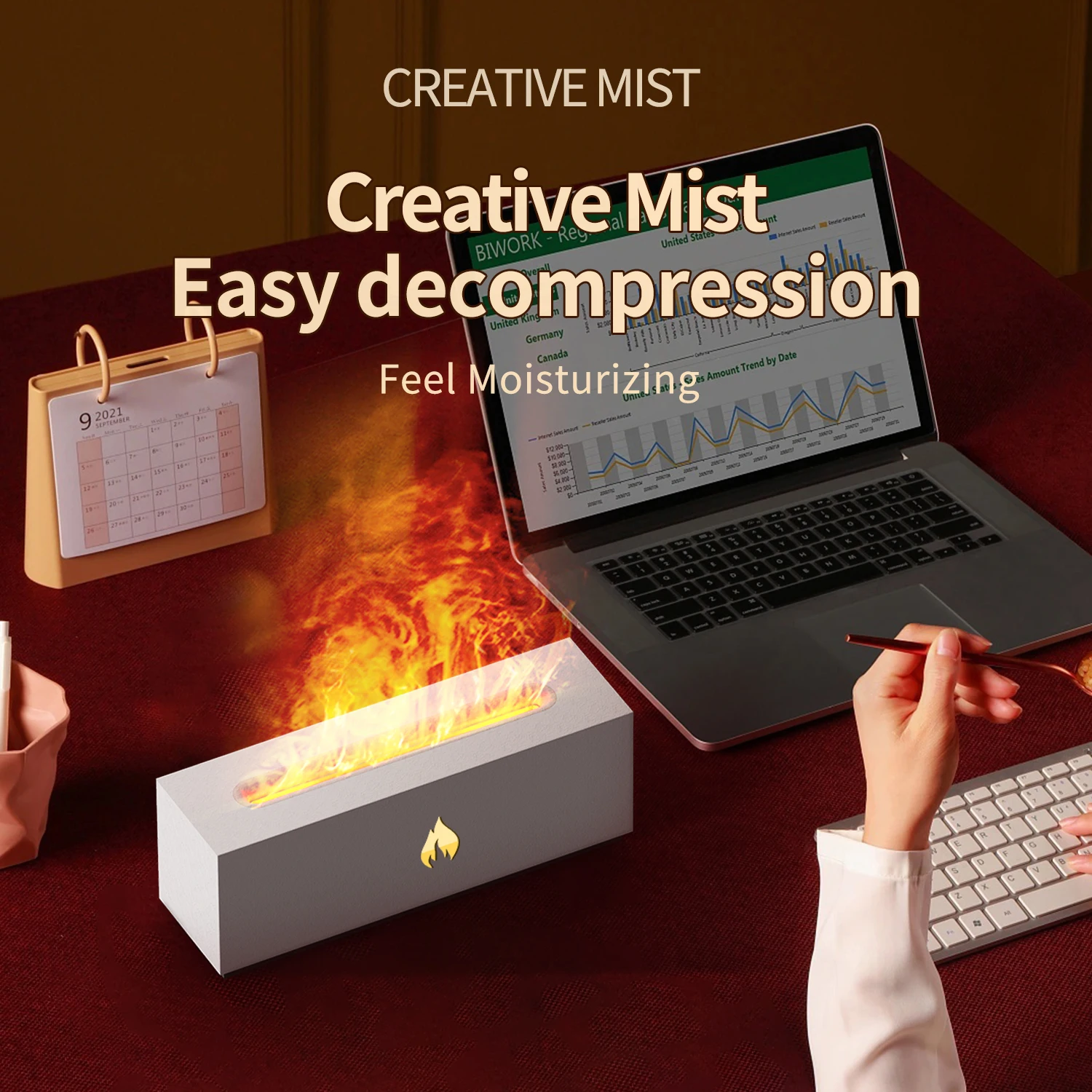 Аромадиффузор с эффектом пламени, 320 мл, ультразвуковой распылитель тумана, распылитель цветных вулканических эфирных масел, увлажнитель воздуха в спальне