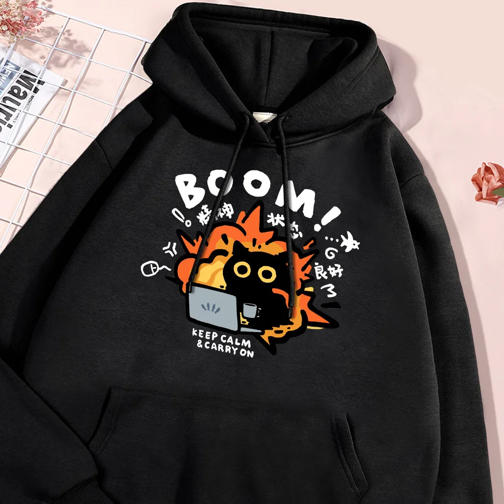 

Good Mental State Pure Hoodie Men Cartoon Cat Hoodies Autumn British Style Sweatshirt Hip Hop Soft Comfort Hoody Men's Clothing