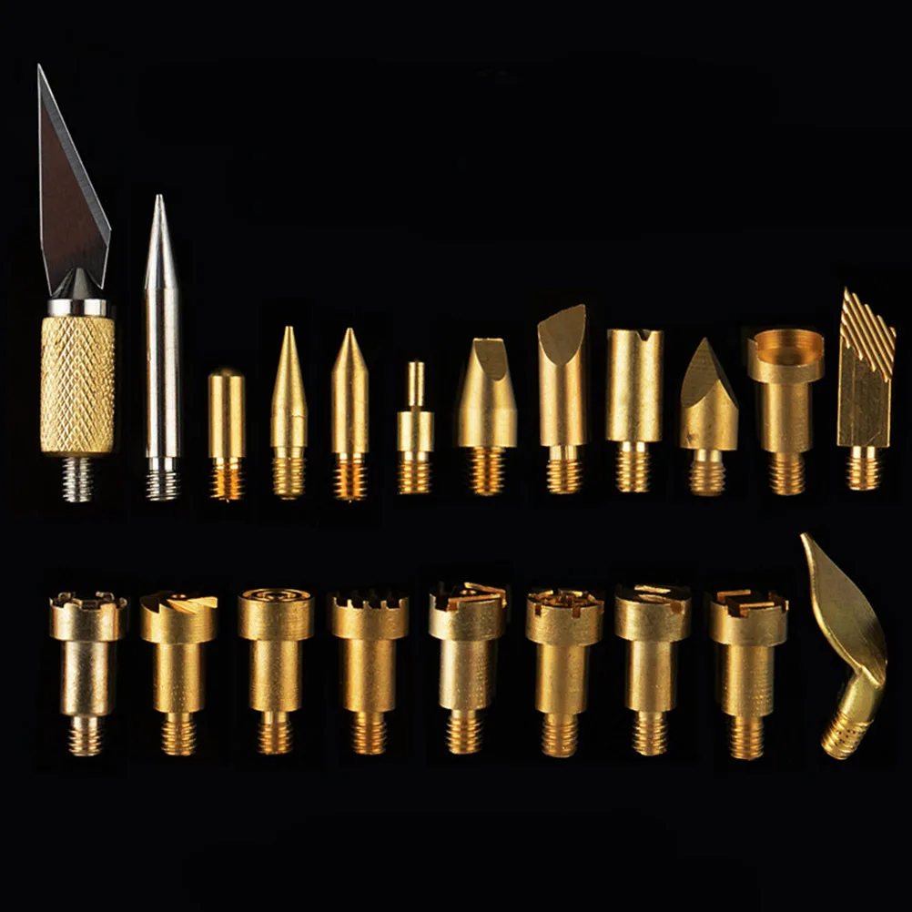 

22Pcs Soldering Iron Tip Kit with Copper Tips for Professional Hobbyist Woodworking Leathercraft Decorative Burning Projects