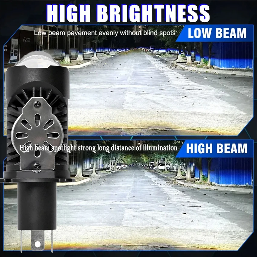 3000W H4 LED Headlight Bulb Projector Lens CANBUS Super Bright  6500K Turbo Fan Car light 9003/HB2 For Cars/Motorcycles