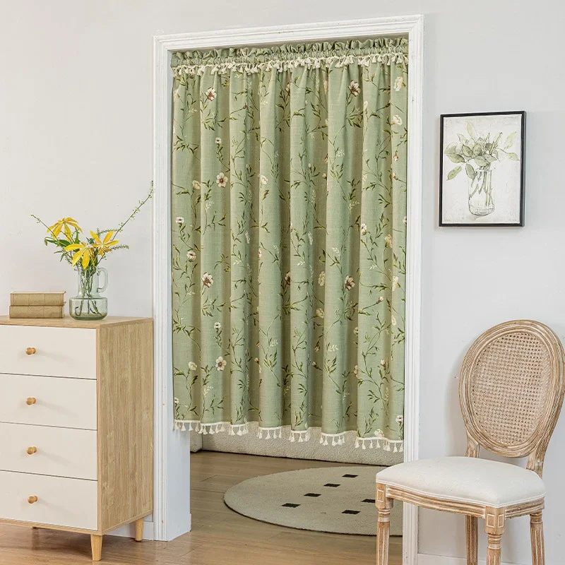 French Vintage Style Tassel No-Drill Curtain Enclosure Kitchen Door Curtains Cafe Living Room Window Kitchen Curtain Decoration