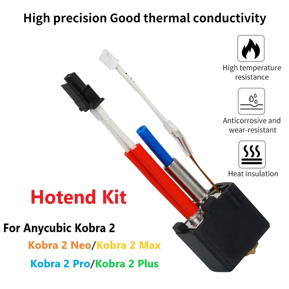 Upgrade 24V 60W Hotend Kit For Anycubic Kobra 2 Plus/2 Max/2 Neo/2 Pro 3D Printer Head Brass Hard Steel Volcano Nozzle 0.2 0.4