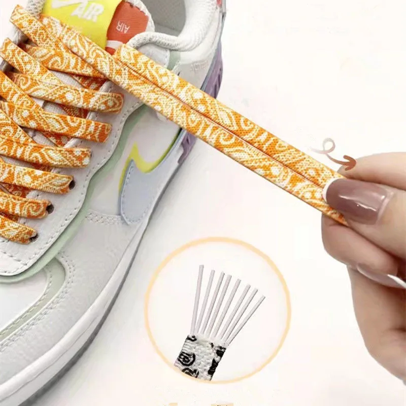 Elastic No Tie Shoelaces Cashew Flower Color Flat Sneakers Shoelace Metal Lock Lazy Laces for Kids Adult One Size Fits all shoes