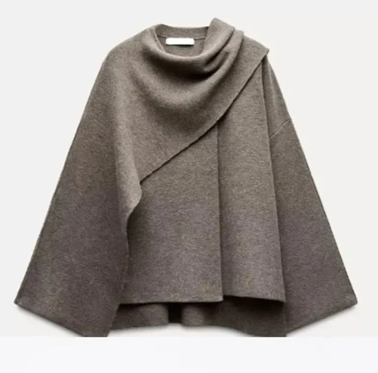 

Вязаное короткое пальто, куртка, шаль, модное свободное повседневное пальто с рукавами, осенняя женская накидка