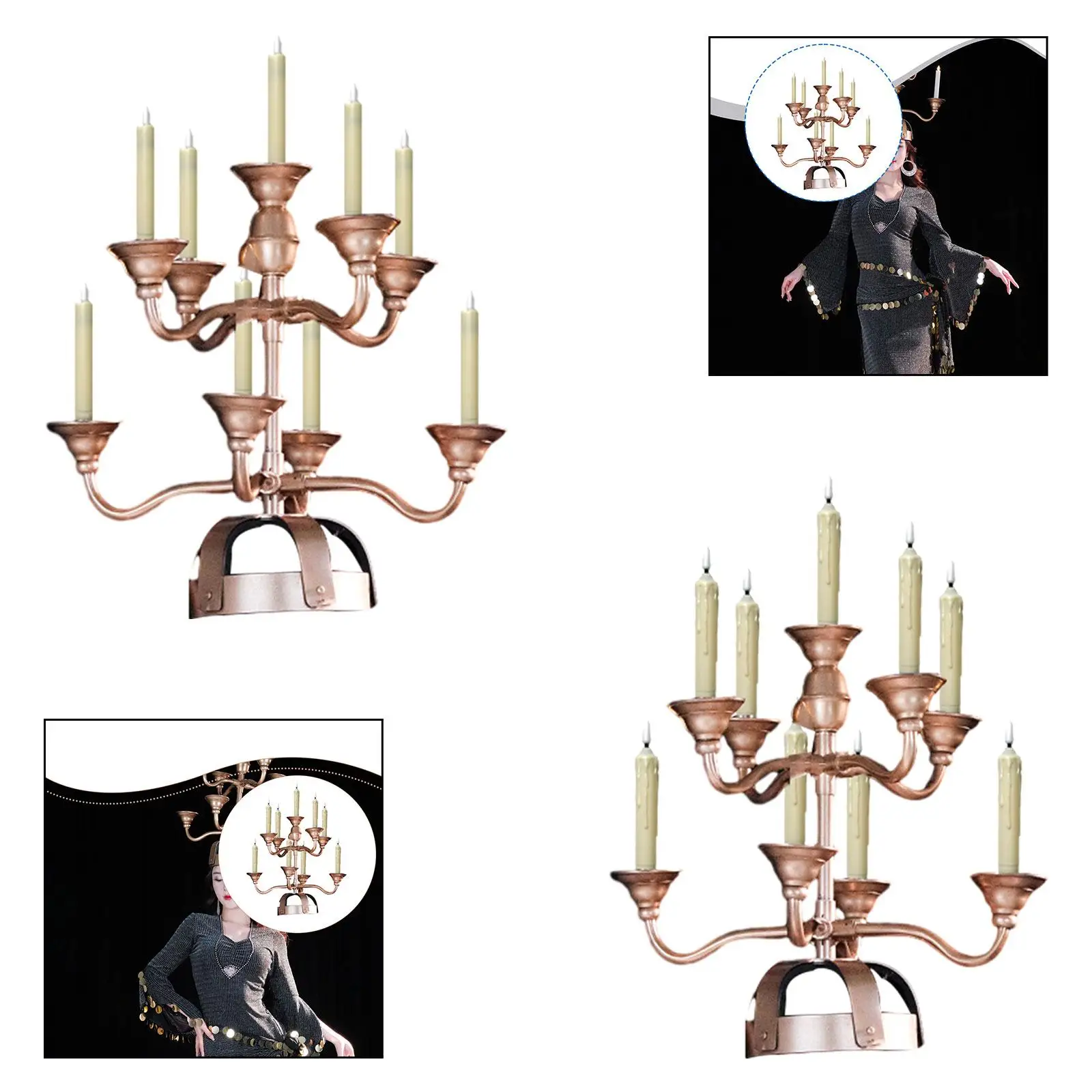 Portavelas tradicional para danza del vientre, candelabro ligero y elegante, accesorio para tocado para danza del vientre, conjunto de actuación