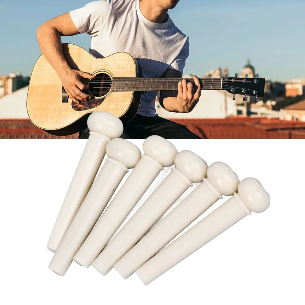 6PCS White Guitar Bridge Pins Abalone Dot Inlay Plastic Material Guitar String Pegs Bridge Saddle and Nut Guitar Maintenance