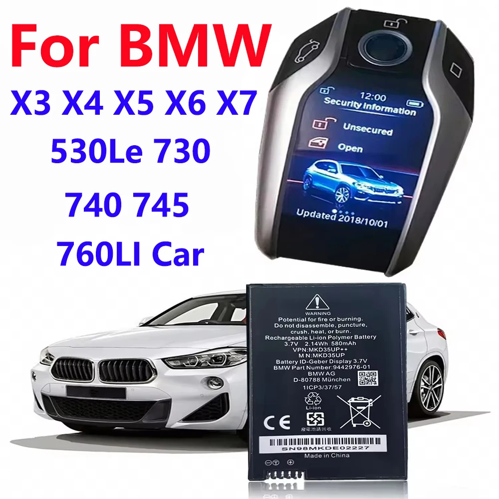 Replacement Car Remote Control LCD Key Battery MKD35UP 9442976-01 For BMW X3X4X5X6X7 530Le 730 740 745 760LI Car LCD Key Battery