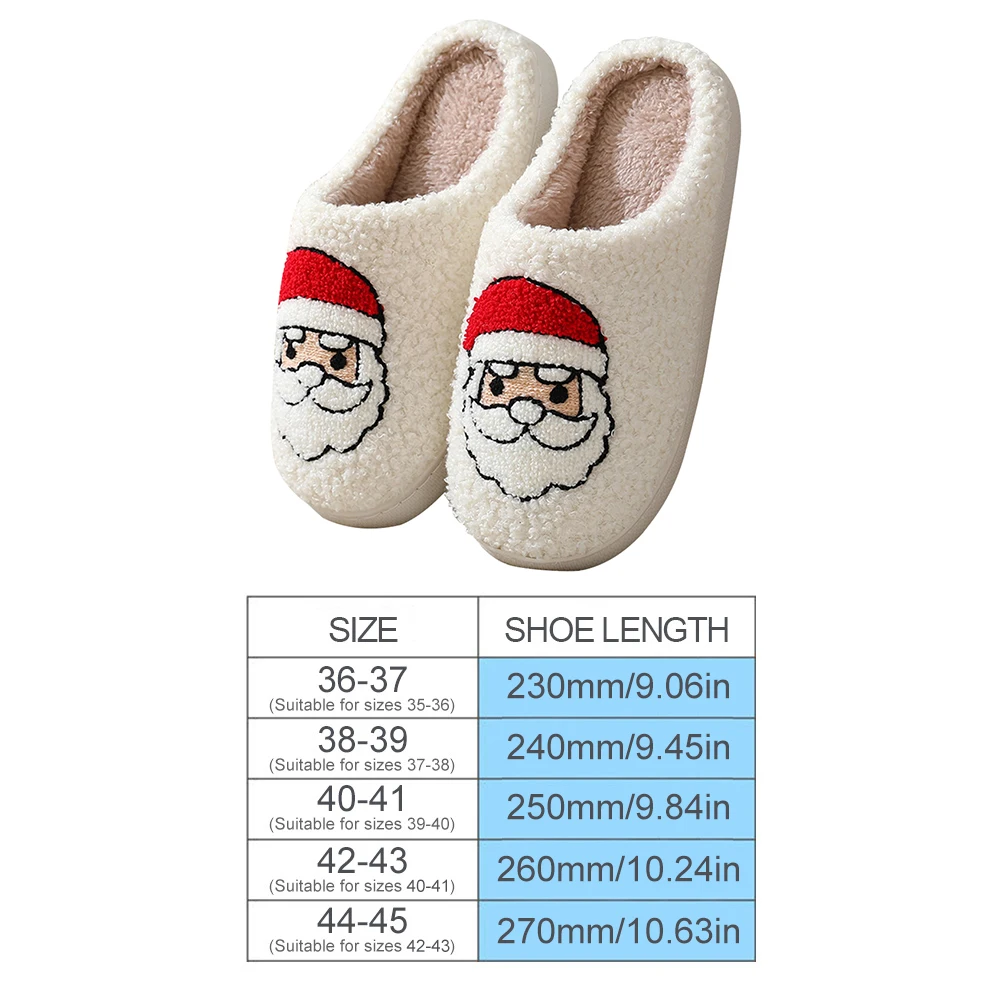 Santa Claus Fluffy Fur Slippers Cozy Plush Closed Toe Slippers Cartoon Plush Slip-on House Shoes Cute for Winter Indoor