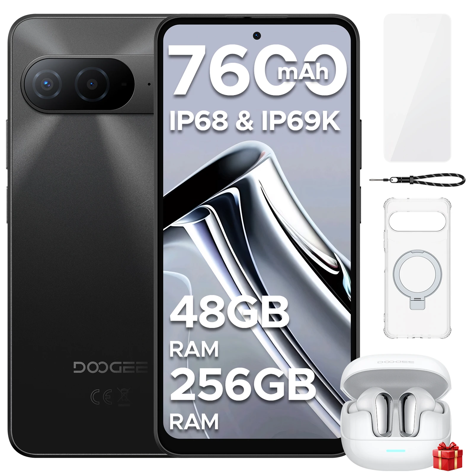 Teléfono Móvil DOOGEE B10 con Batería de 7600 mAh, Pantalla de 6.63'', 48 GB de RAM (6 GB + 42 GB), 256 GB de ROM, Cámara IA de 64 MP, Android 16