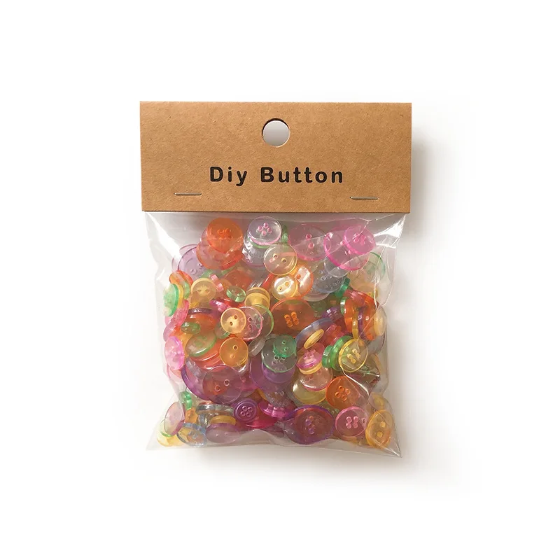 150g Variety of Colorful Resin Buttons with Mixed Paper Cards for DIY Crafting Wholesale on Sale