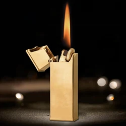 Retro Trench Lighter Full Brass Rare oIL Lighter Flip Cover Ignition Lighter Cigarette accessorie Men's Gift Gadgets