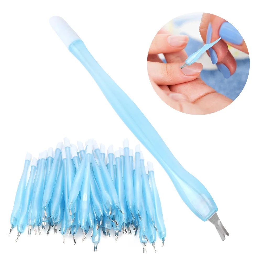 50PCS Double Head Dead Skin Trimmer Dual Tipped V Shaped Dead Skin Cleaner Pearlescent Stainless Steel Nail Cleaner