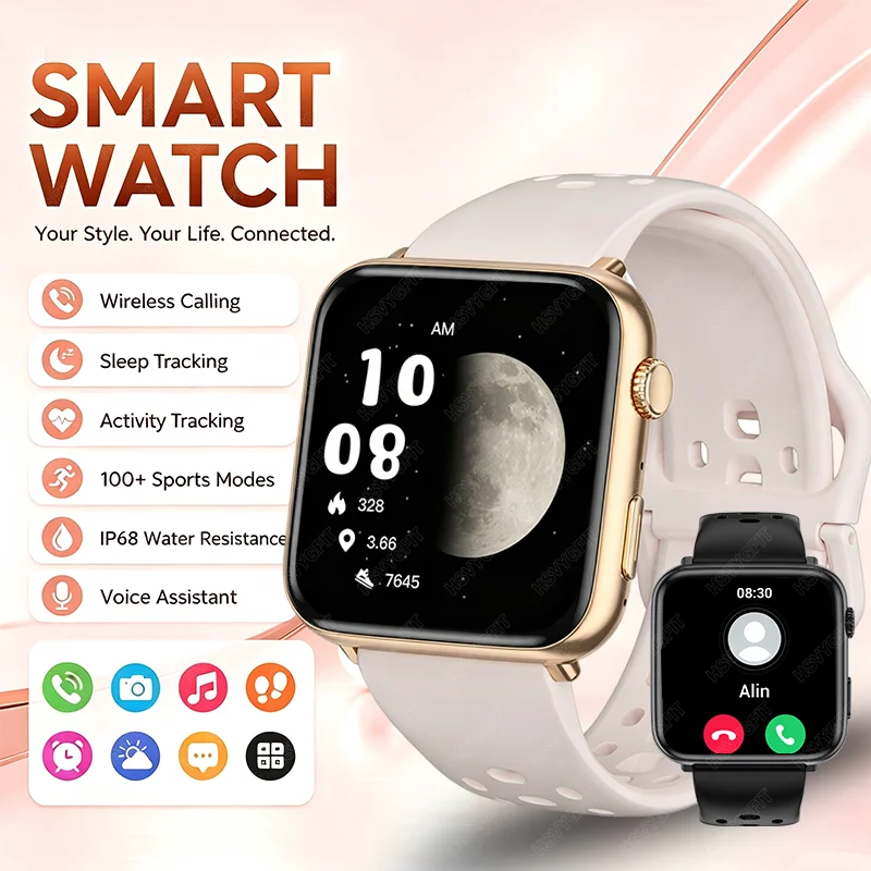 2026 Brandneue Neutrale Bluetooth-Anruf-Smartwatch, 1,72' HD-Display, IP68 Wasserdicht, Herzfrequenz, Outdoor-Sportuhr