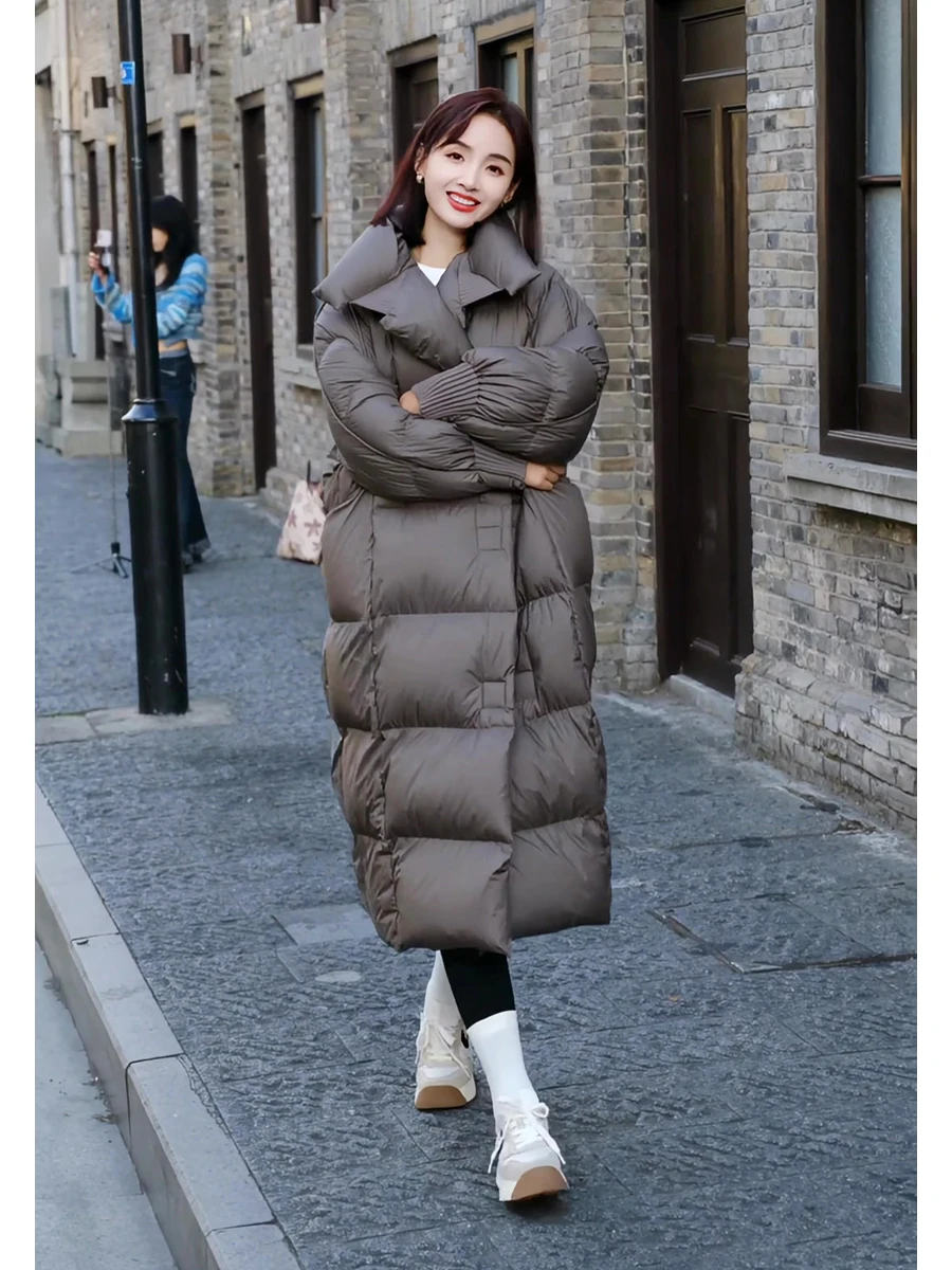 

Fashionable Thickened Long Duck down Jacket Women's Winter Coat Warm Stylish Commute Style White Duck Feather Padded Coat