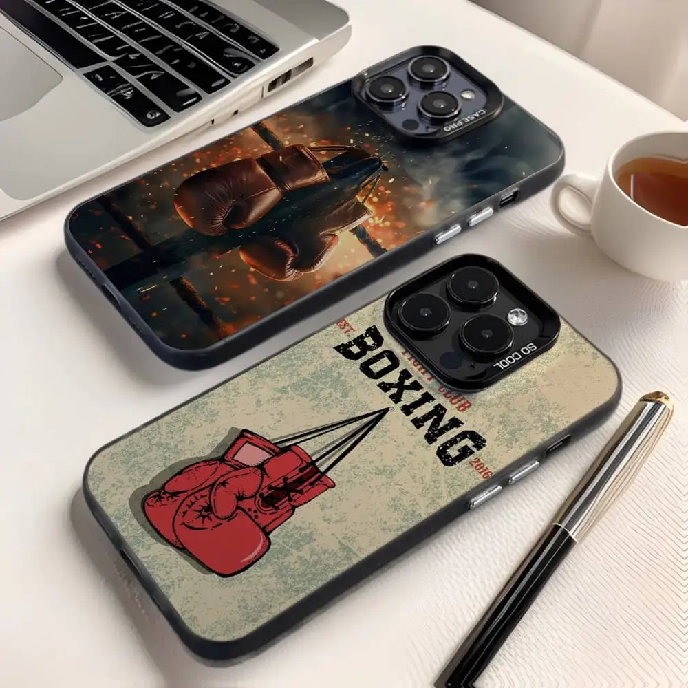 

Boxing Gloves Phone Case For IPhone 17 16 15 14 13 12 11 Pro Max Grey Black Matte Laser Metallic Aurora Funda