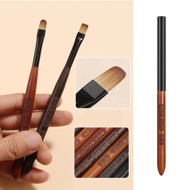 1PC Acryl Nagel Pinsel Stift für Pulver Maniküre Runde Holz Griff Gel Builder Pinsel Werkzeuge – Detail 6