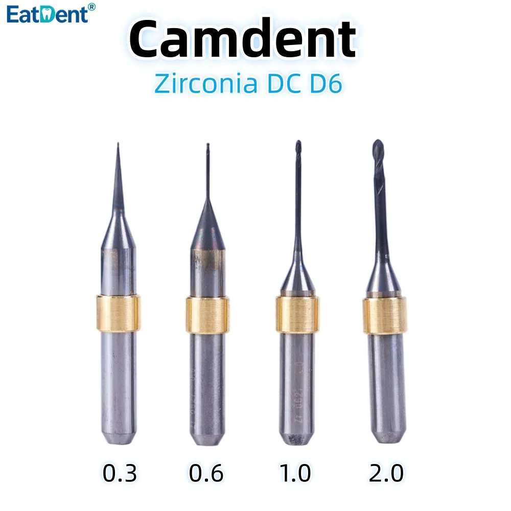 Camdent Dental Milling Burs for Zirconia Lithium Disilicate/Emax Metal PMMA D6 DC Coating  CAD CAM Dentistry Lab Grinding Drills